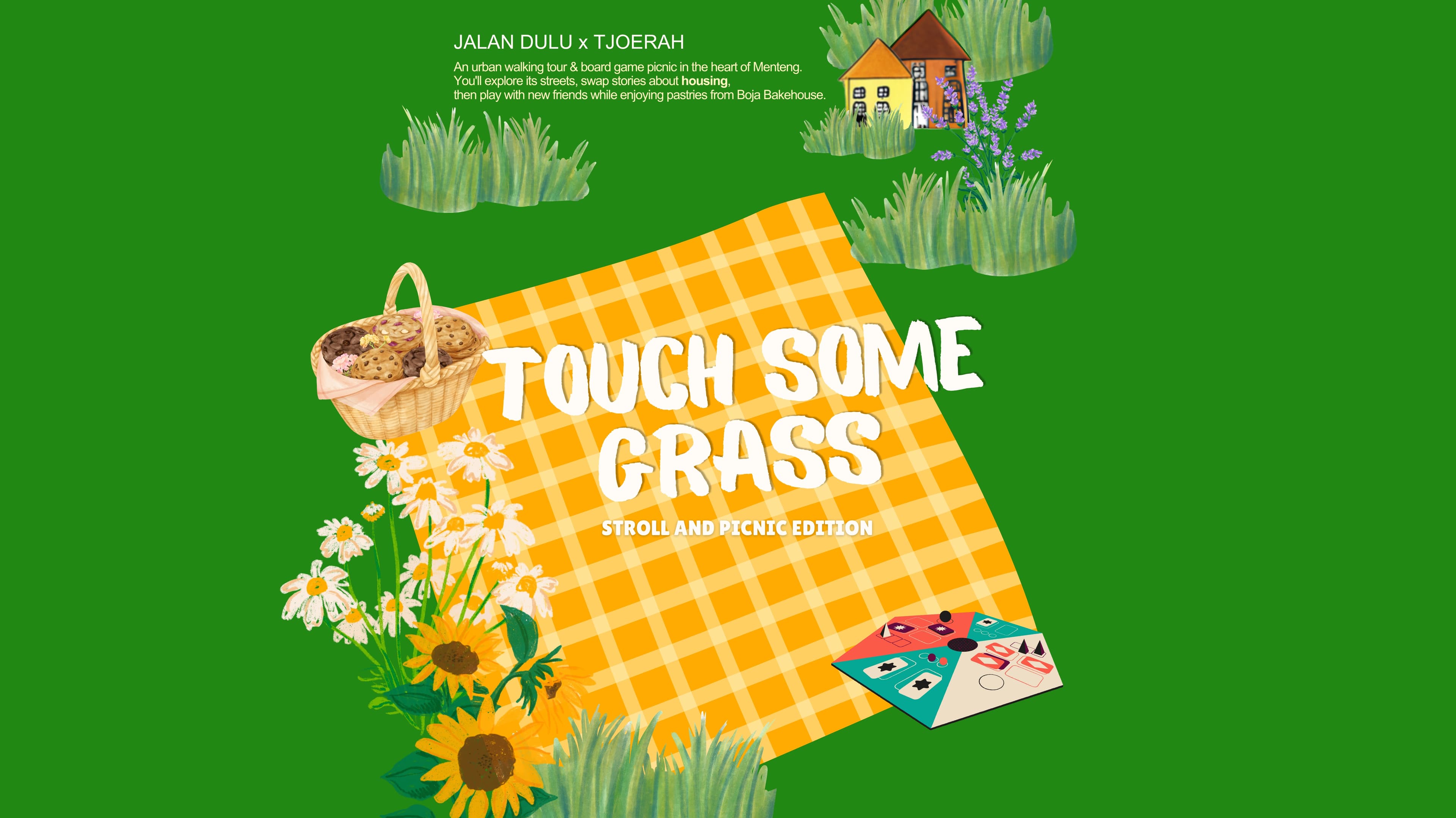 Banner Touch Some Grass: Stroll & Picnic Edition | Jalan Dulu x Tjoerah
